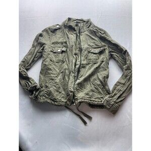 Soho New York & Company Jacket Womens Small Green Cinched Waist Full‎ Zip Chore